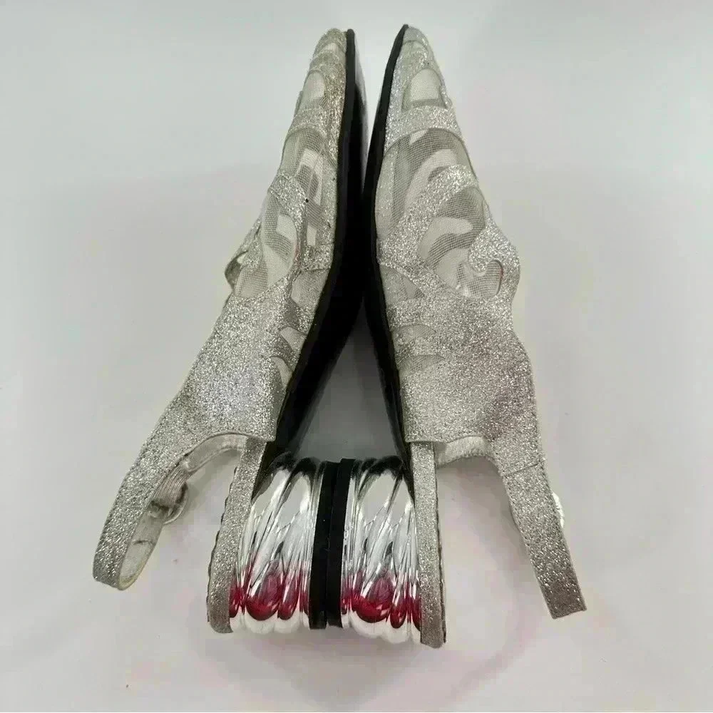 Ashro heels 9 silver glitter formal vintage 80s 90s grandmother of the bride